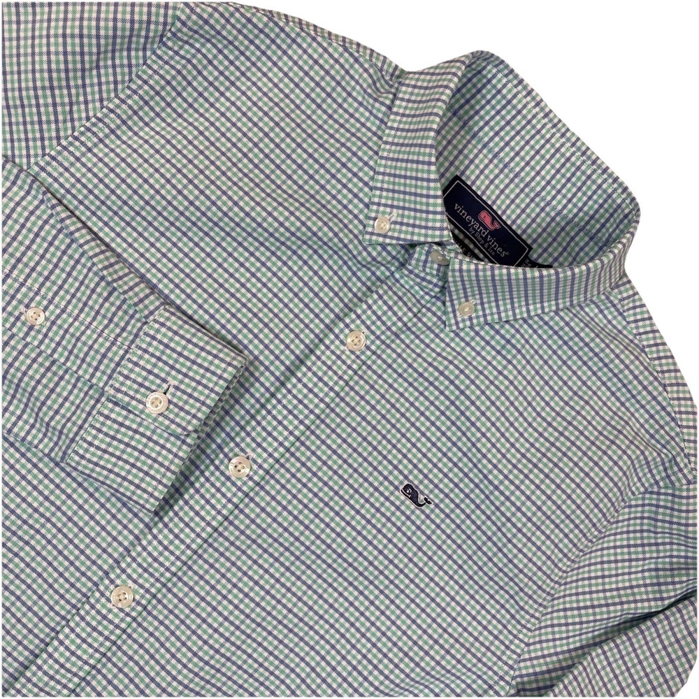 Vineyard Vines Shep &‎ Ian L Whale Shirt Button Down Blue Plaid Whale Boy Kids